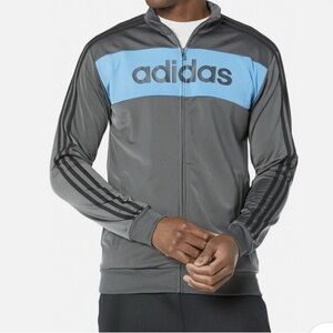 Adidas Men's Charcoal and Blue Zip Up Jacket